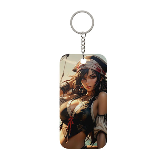Pirate Girl Anime Keychain — Double-Sided Charm, Cute Beachy Aesthetic Accessory