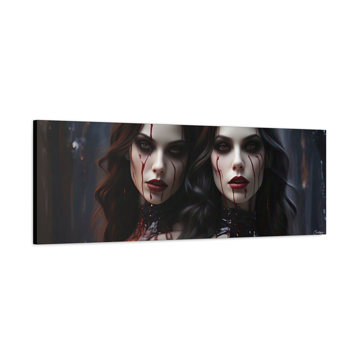 Gothic Vampire Canvas Art, Wall Decor, Horror Artwork, Halloween Home Decor, Spooky Room Accent, Unique Gift Idea