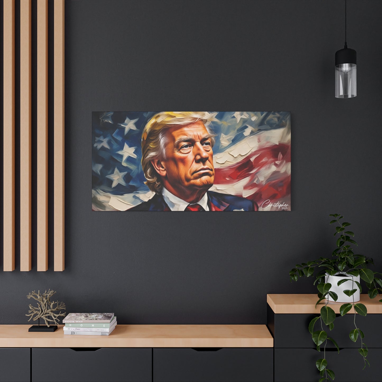 Patriotic Canvas Art, Stretched Wall Decor, Home Office, Gifts for Republicans, Political Enthusiasts, Americana Artwork