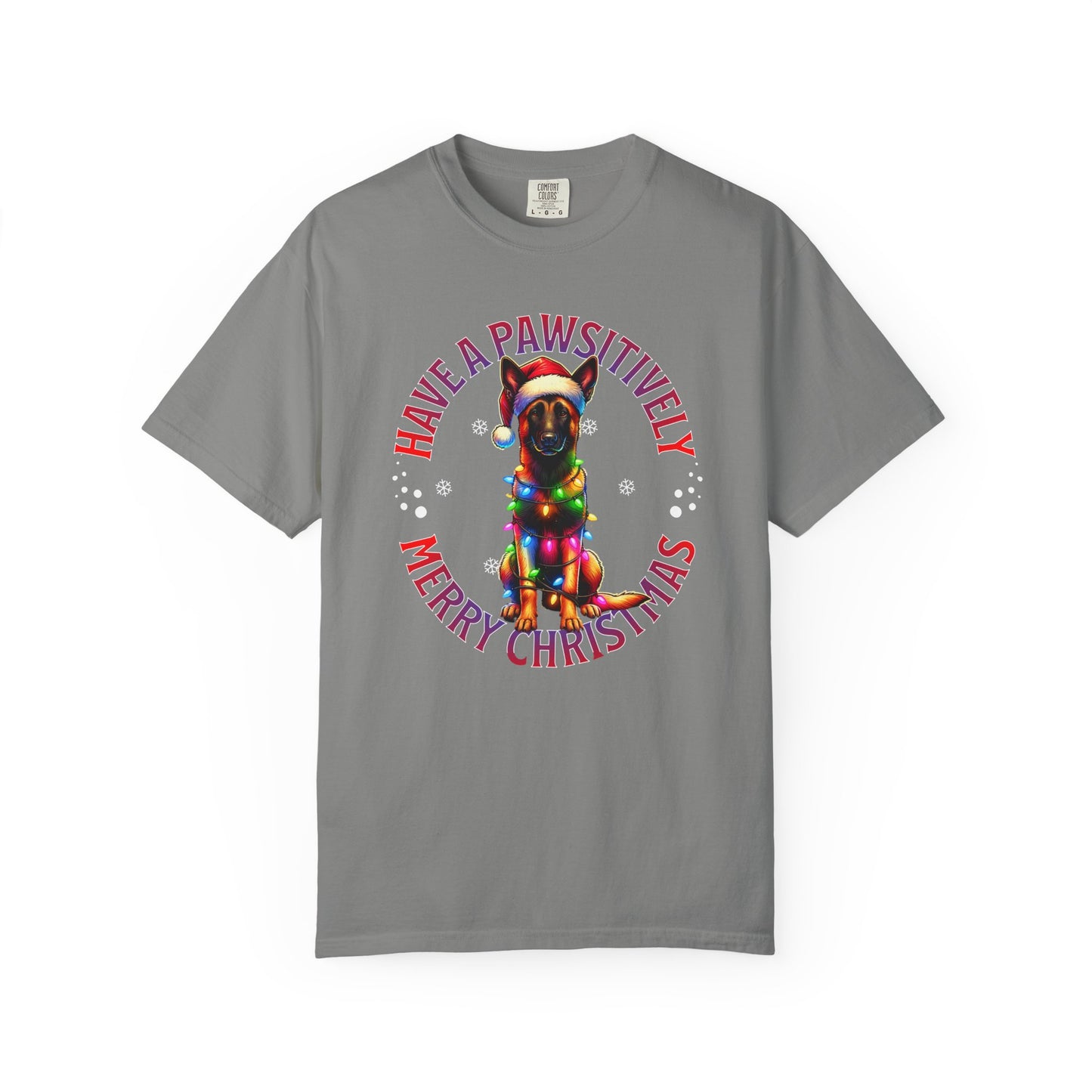 Christmas Malinois T-Shirt — "Have a Pawsitively Merry Christmas" Holiday Tee