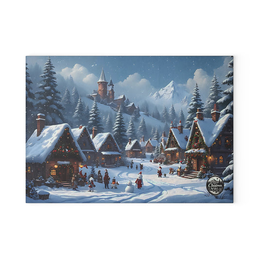 Winter Wonderland Glass Cutting Board, Holiday Kitchen Decor, Christmas Gift, Unique Cooking Accessory, Seasonal Home Style