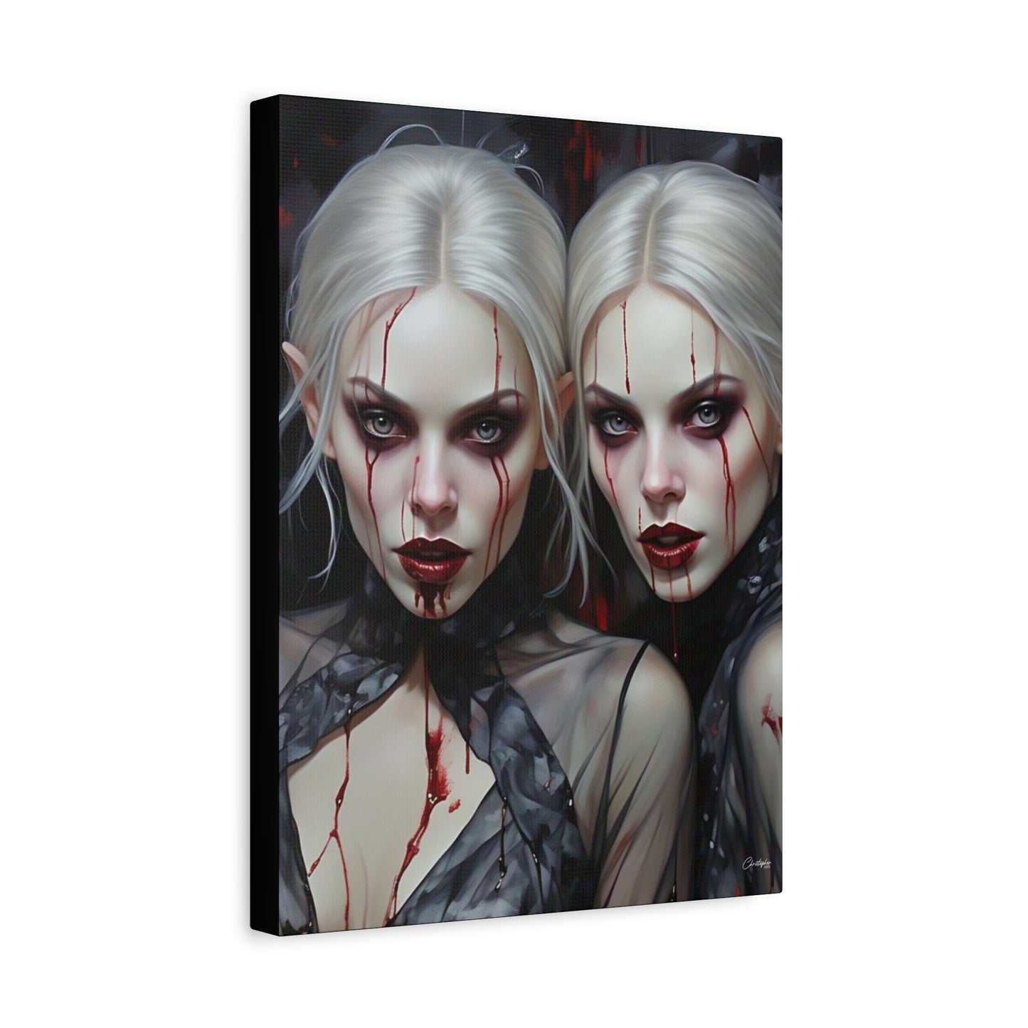 Gothic Canvas Art Print, Dark Fantasy Wall Decor, Horror Art, Halloween Home Decor, Vampire Artwork, Unique Gift for Spooky Season