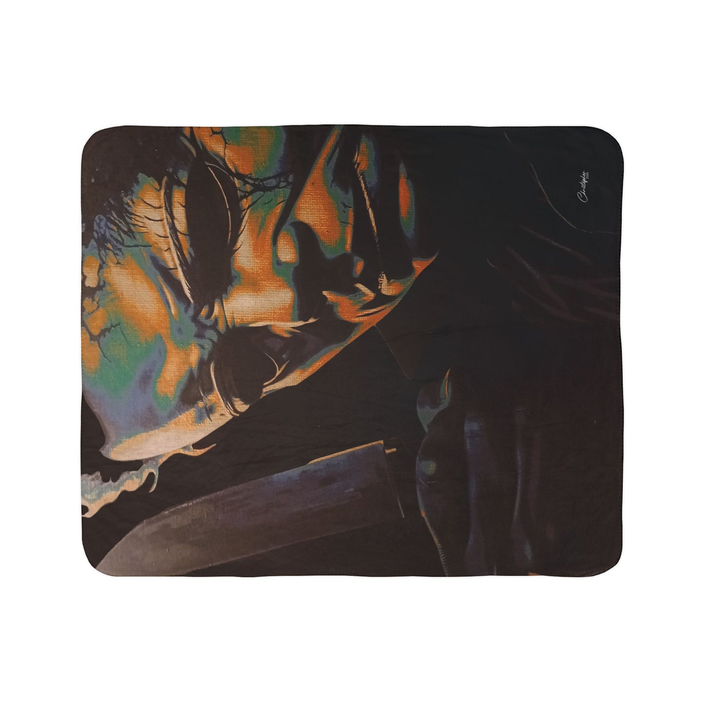 Laser Engraved Original Art Fleece Sherpa Blanket