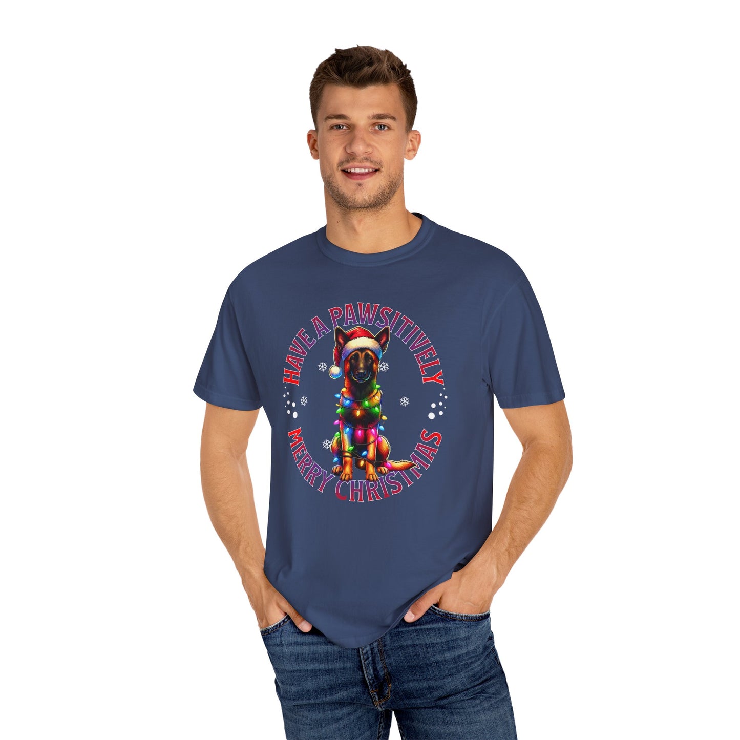 Christmas Malinois T-Shirt — "Have a Pawsitively Merry Christmas" Holiday Tee