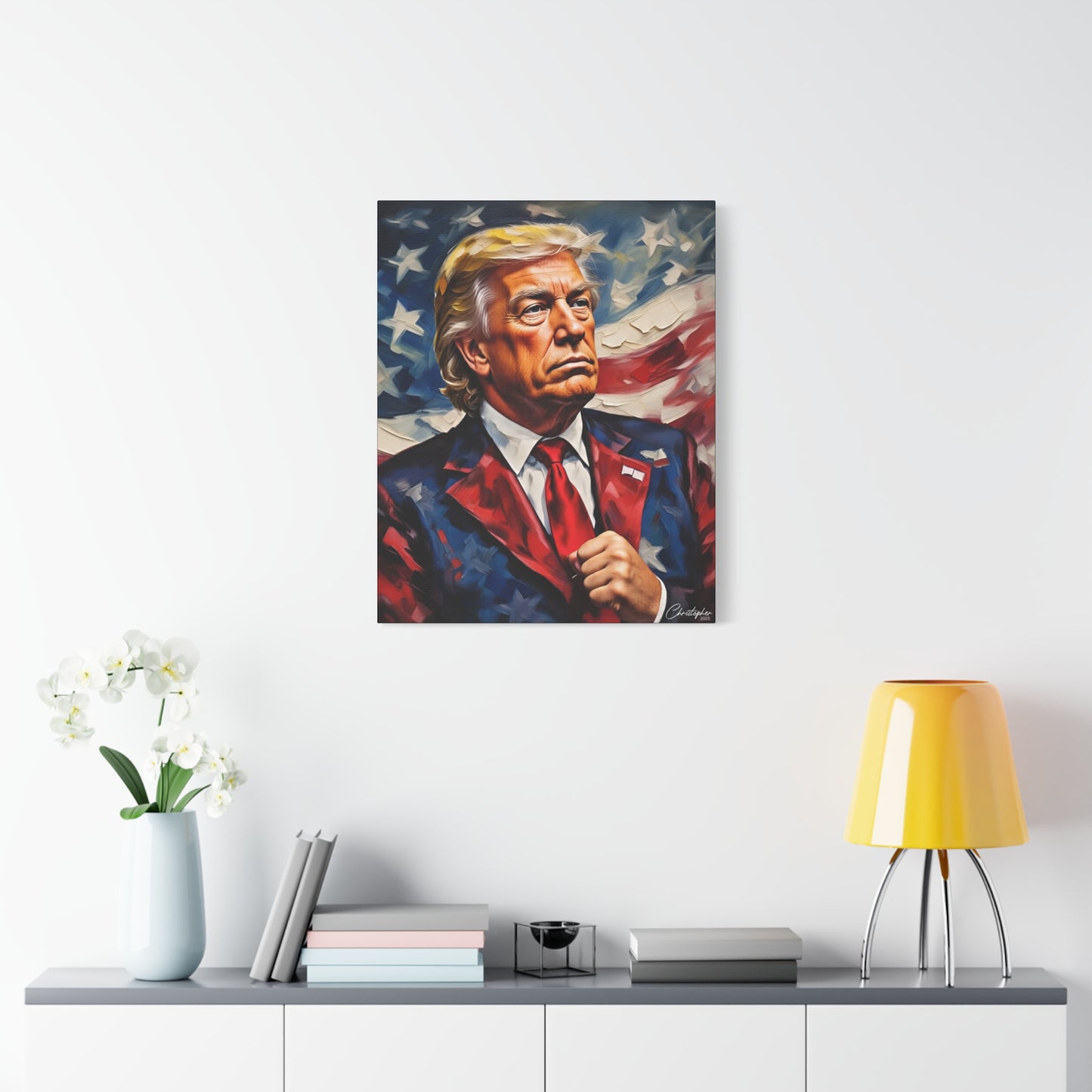Patriotic Canvas Art, Stretched Wall Decor, Home Office, Gifts for Republicans, Political Enthusiasts, Americana Artwork