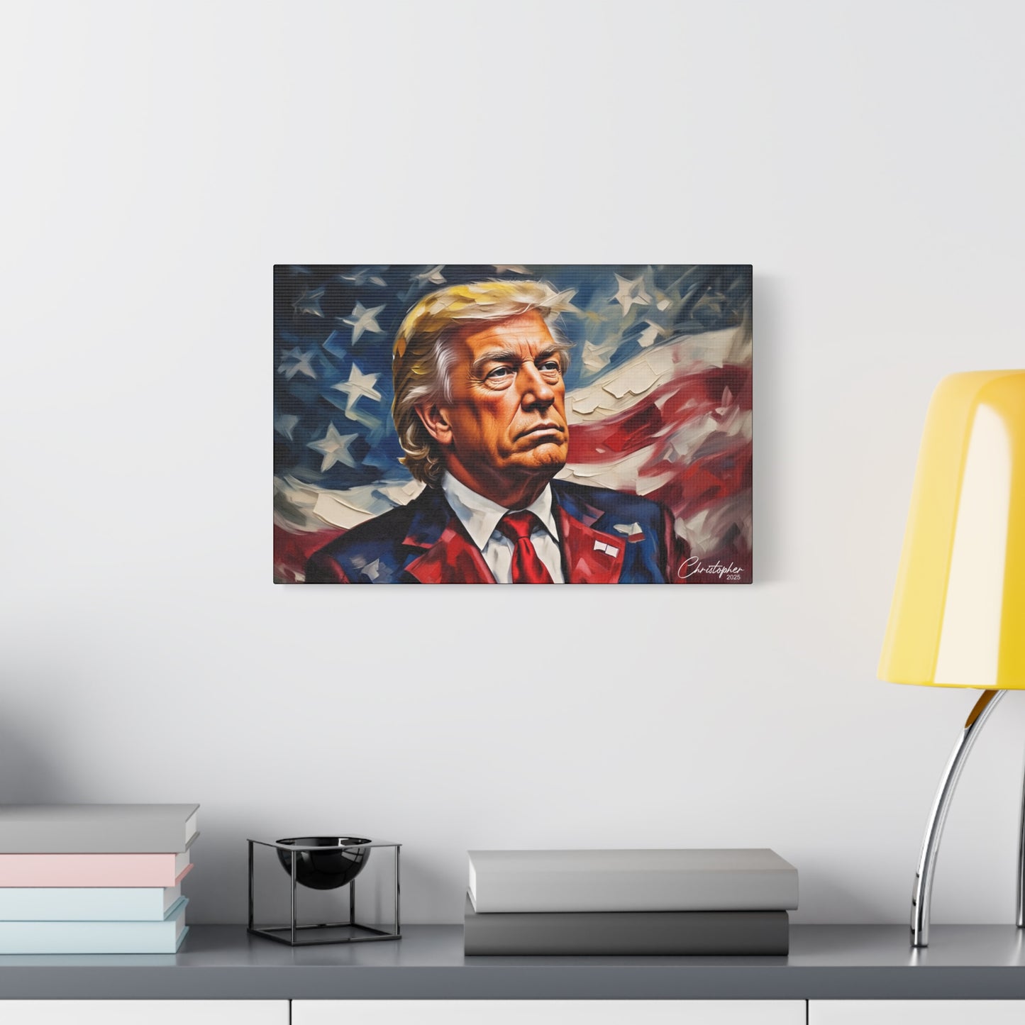 Patriotic Canvas Art, Stretched Wall Decor, Home Office, Gifts for Republicans, Political Enthusiasts, Americana Artwork