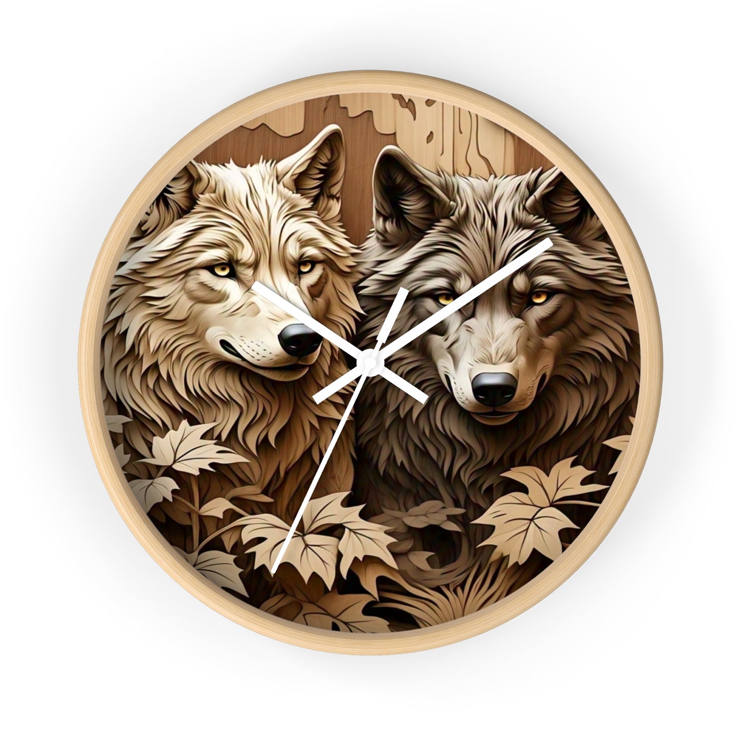 Rustic Wolf Wall Clock - Nature Inspired Home Decor, Animal Lover Gift, Woodland Themed Clock, Cozy Farmhouse Decor, Unique Gift Idea