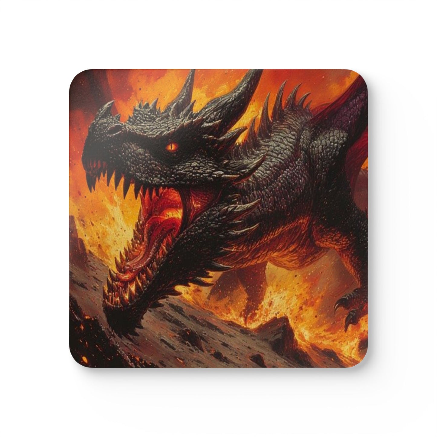 Dragon Fire Cork Coaster Set — Fantasy Dragon Drink Coasters