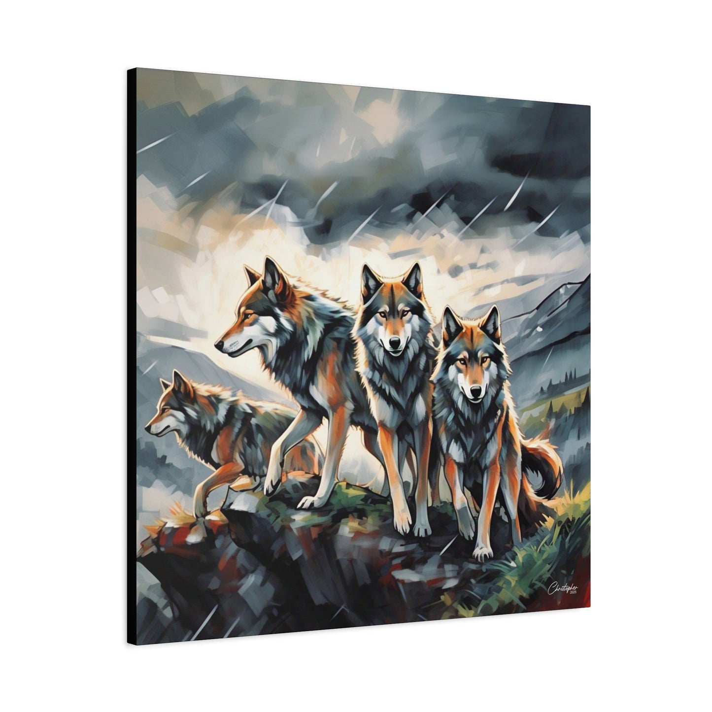 Wolf Family Matte Canvas Art, Home Decor, Animal Lovers Gift, Nature Wall Art, Wildlife Art Print, Outdoor Enthusiasts Decor