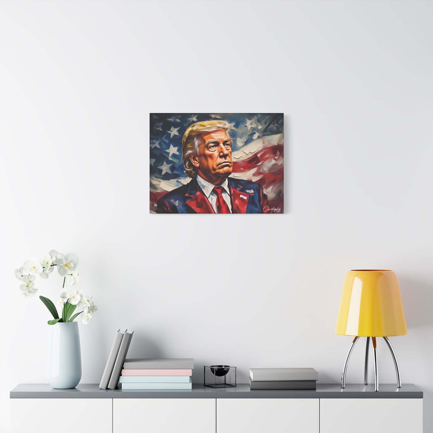 Patriotic Canvas Art, Stretched Wall Decor, Home Office, Gifts for Republicans, Political Enthusiasts, Americana Artwork