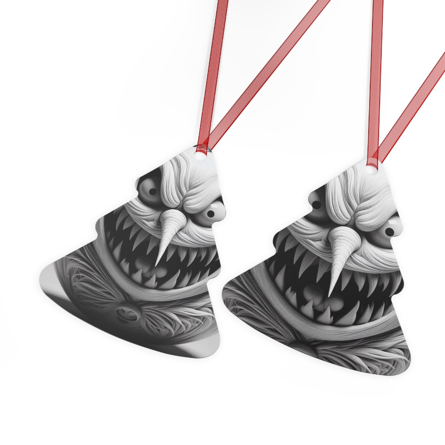 Creepy Grin Metal Ornament — Scary Christmas Bell Decoration