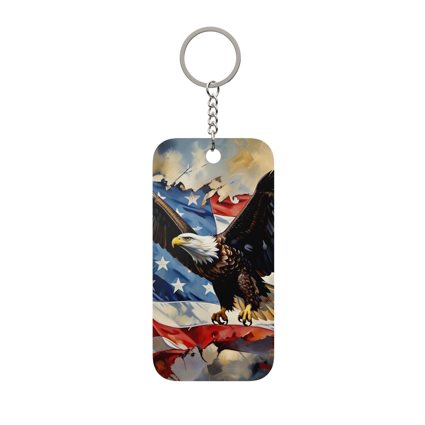 Patriotic Bald Eagle Keychain — American Flag Double-Sided Charm
