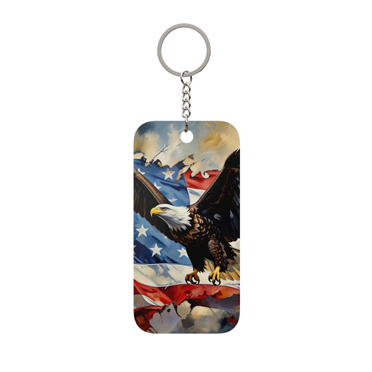 Patriotic Bald Eagle Keychain — American Flag Double-Sided Charm