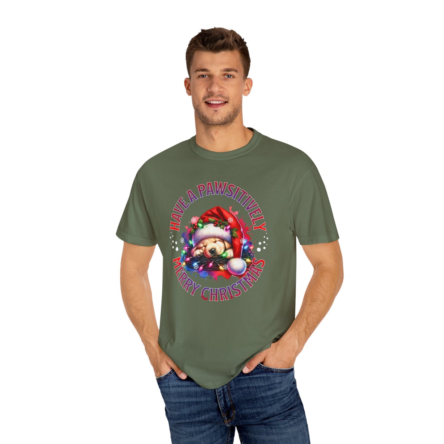 Christmas Puppy T-Shirt — "Have a Pawsitively Merry Christmas" Holiday Tee
