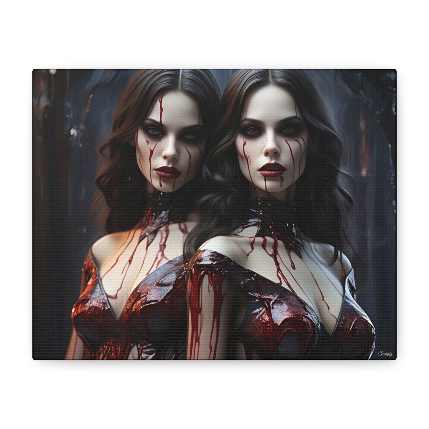 Gothic Vampire Canvas Art, Wall Decor, Horror Artwork, Halloween Home Decor, Spooky Room Accent, Unique Gift Idea