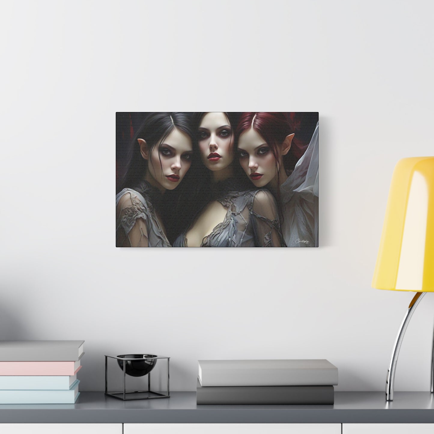 Gothic Wall Art Canvas, Fantasy Home Decor, Unique Gift for Halloween, Witchy Vibe Art, Dark Aesthetic Room Decor