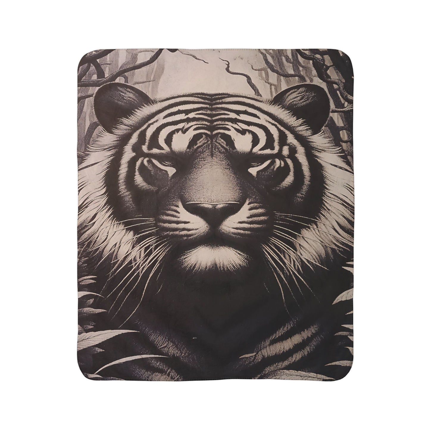 Tiger Portrait Sherpa Blanket – Cozy Fleece Throw with Majestic Wildlife Design