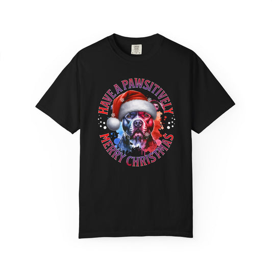 Have a Pawsitively Merry Christmas Pit Bull T-Shirt — Santa Dog Holiday Tee