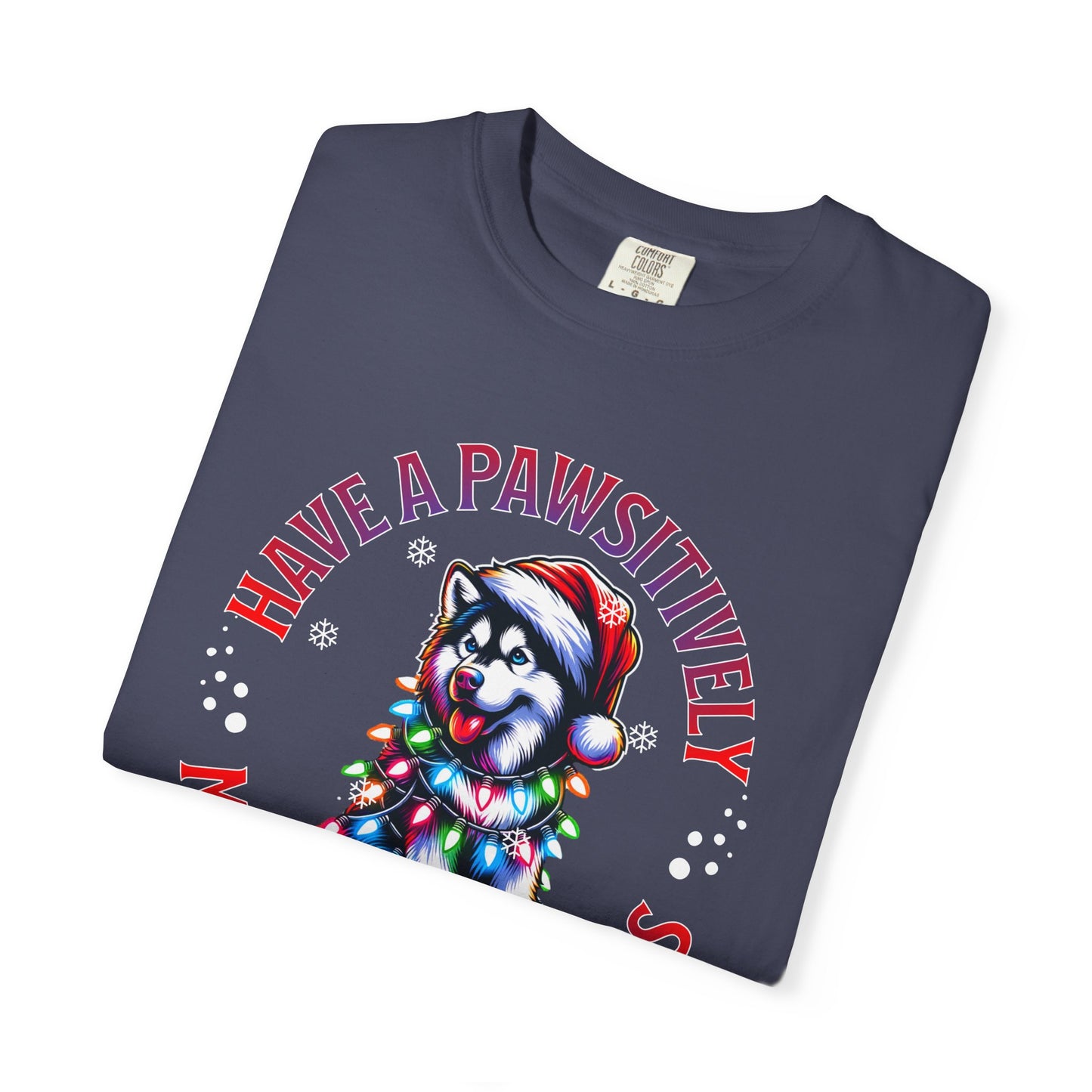 Christmas Husky T-Shirt — "Have a Paws-itively Merry Christmas" Holiday Tee