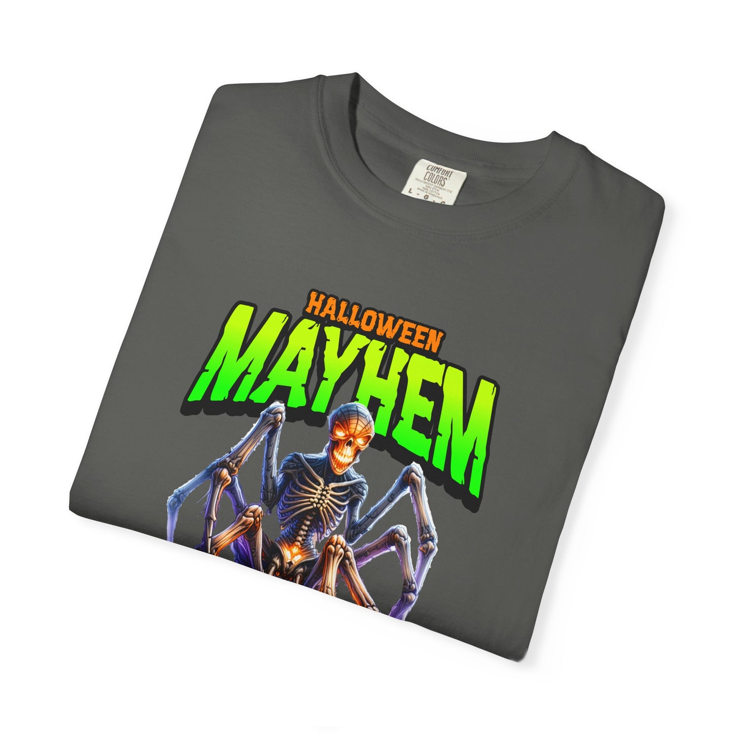 Halloween Mayhem Unisex T-Shirt, Spooky Tee for Men & Women, Perfect for Halloween Parties, Trick or Treat, Eerie Vibes, Unique Costume