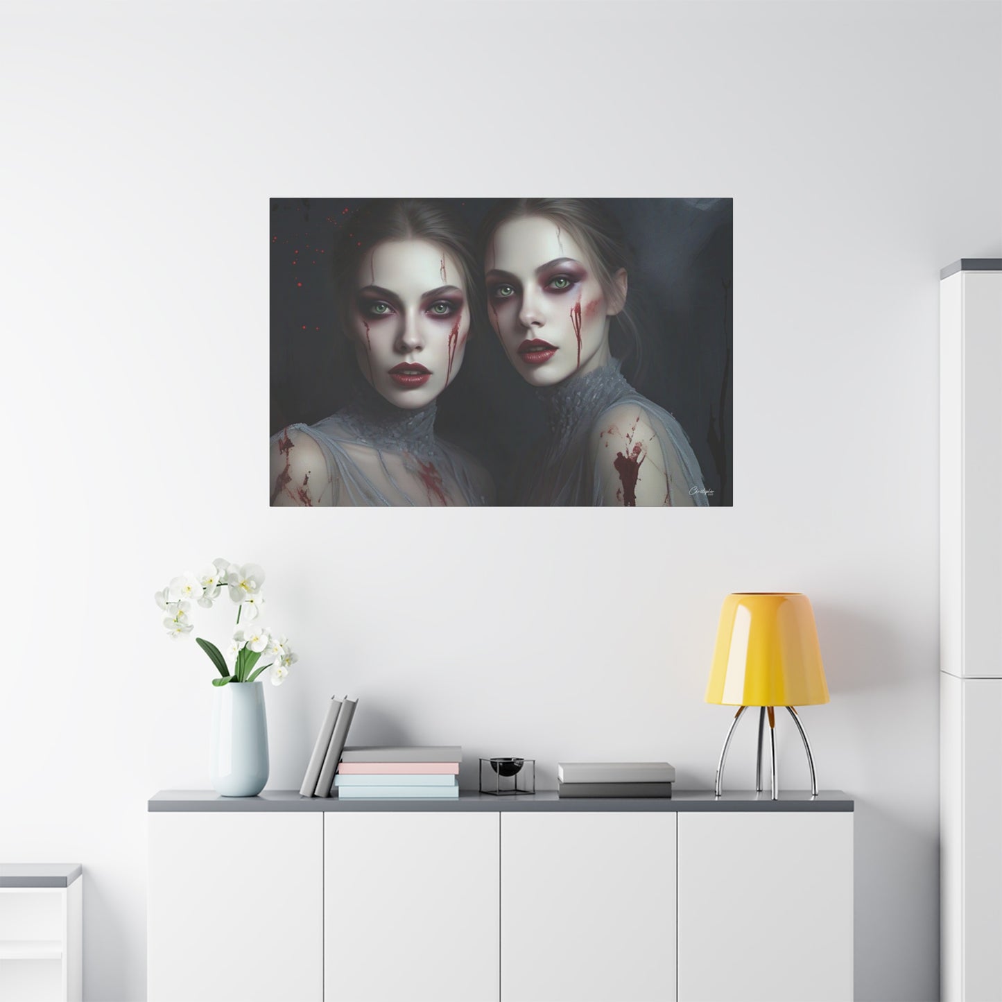 Spooky Art Canvas Print, Matte Canvas, Stretched Wall Decor, Gothic Home Decor, Halloween Art, Unique Gift