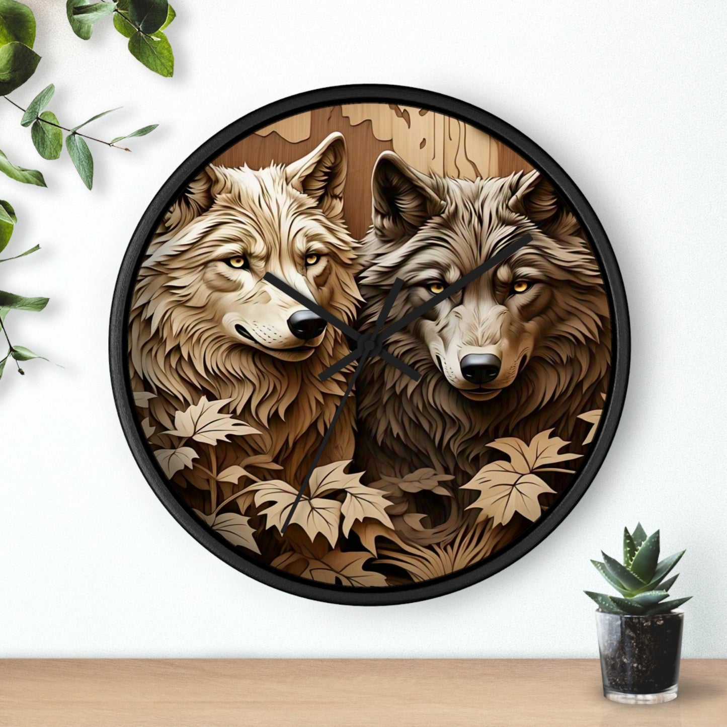 Rustic Wolf Wall Clock - Nature Inspired Home Decor, Animal Lover Gift, Woodland Themed Clock, Cozy Farmhouse Decor, Unique Gift Idea