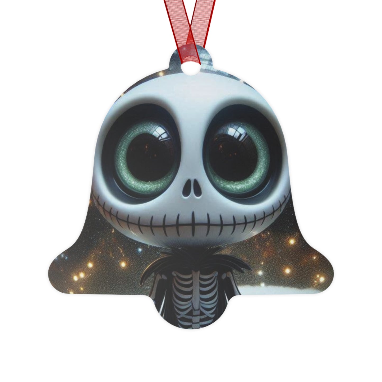 Cute Skeleton Bell Metal Ornament — Spooky Holiday Decoration