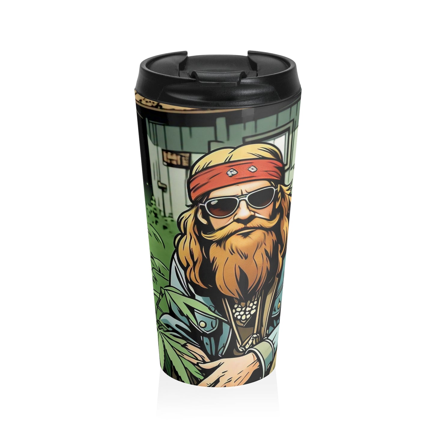 Stainless Steel Travel Mug with Vintage Stoner Design, Perfect for Camping, Road Trips, Gifts for Smokers, Eco-Friendly Mug