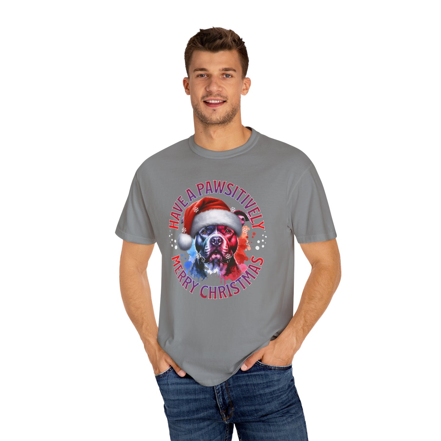Have a Pawsitively Merry Christmas Pit Bull T-Shirt — Santa Dog Holiday Tee