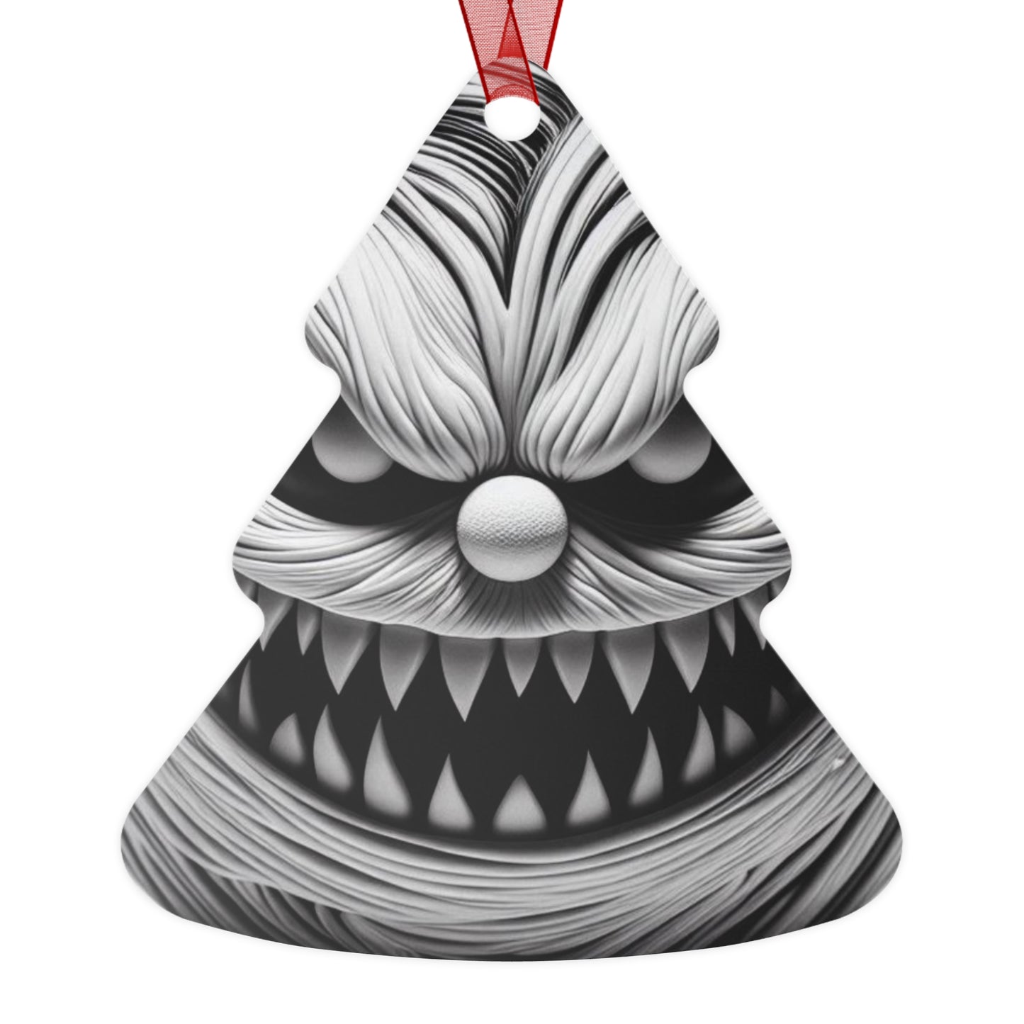 Scary Monster Bell Metal Ornament — Creepy Black & White Holiday Decor