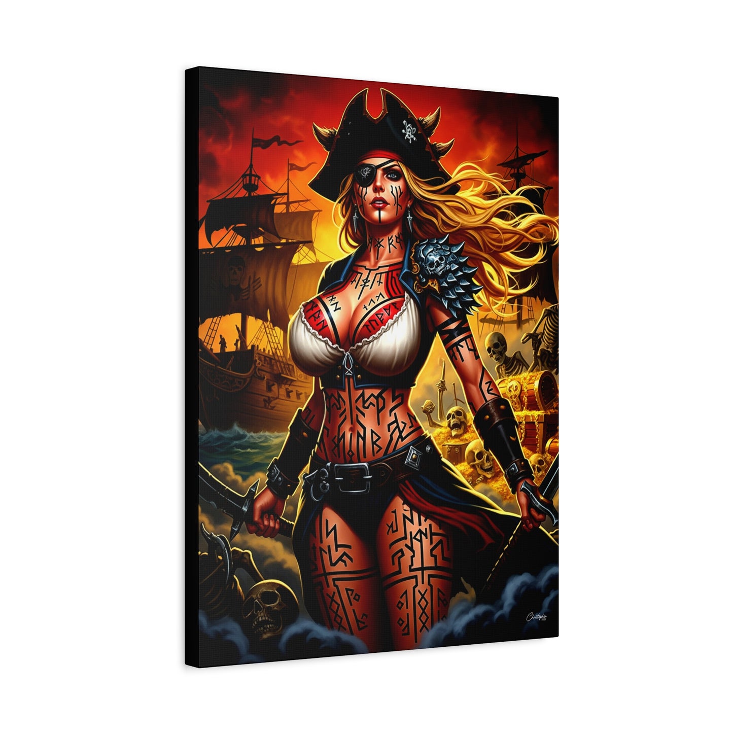 Bold Pirate Canvas Print, Nautical Wall Art, Gothic Home Decor, Pirate Lover Gift, Spooky Halloween Decoration, Adventure Wall Hanging