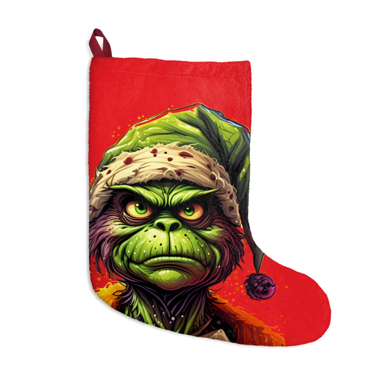 Grinch Christmas Stocking - Funny Grinch Face Holiday Stocking