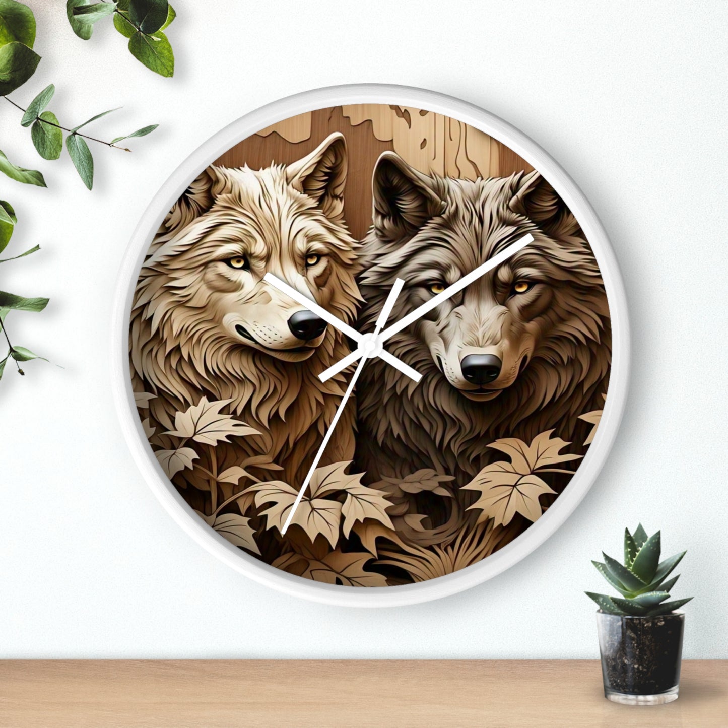 Rustic Wolf Wall Clock - Nature Inspired Home Decor, Animal Lover Gift, Woodland Themed Clock, Cozy Farmhouse Decor, Unique Gift Idea