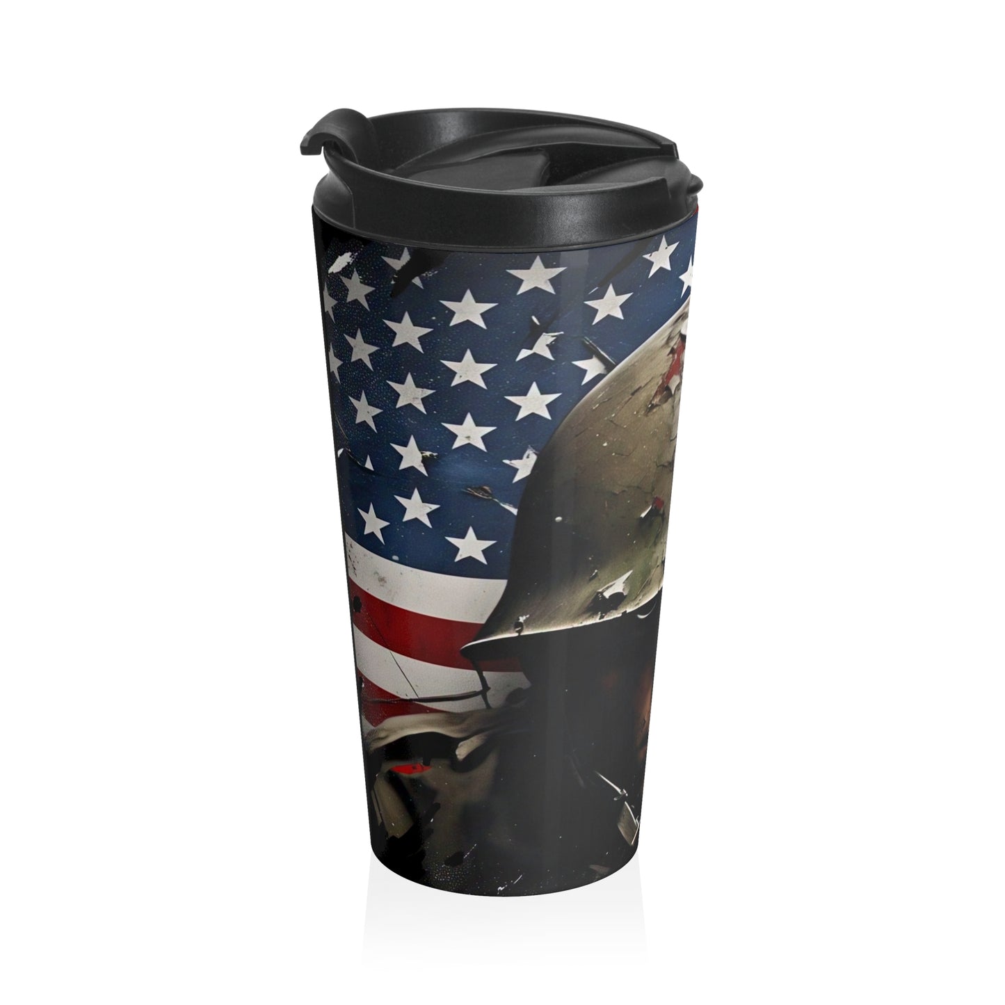 Patriotic Travel Mug, Veteran Appreciation Gift, 4th of July Coffee Cup, Military Hero Mug, American Flag Insulated Tumbler
