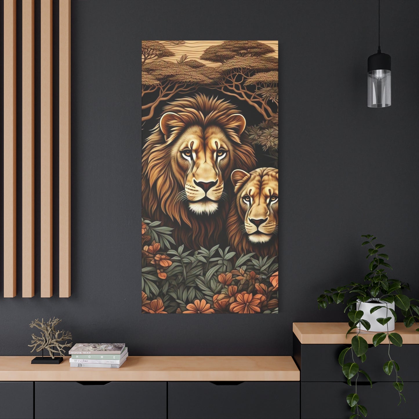 Majestic Lion Family Canvas Wall Art, Animal Lovers Decor, Wildlife Home Accent, Gift for Nature Enthusiasts, Meaningful Family Art
