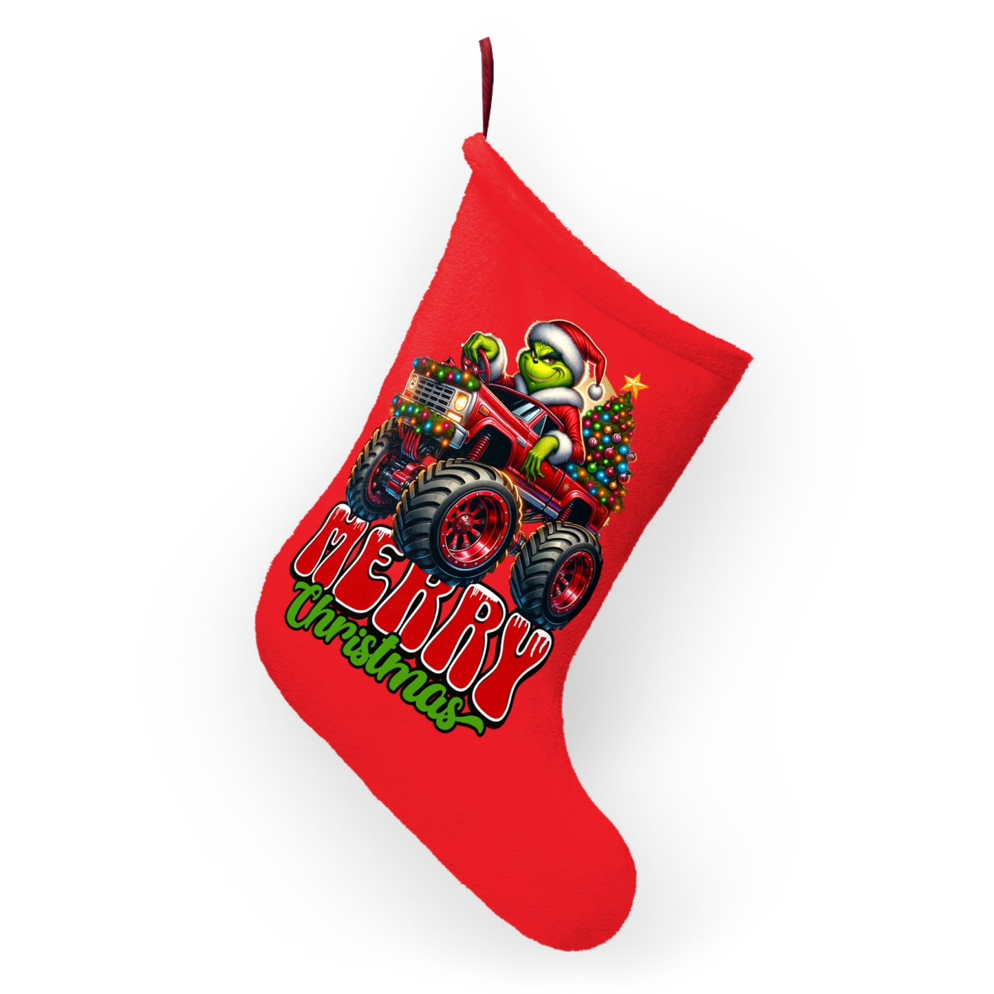 Christmas Stocking — Grinch Monster Truck "Merry Christmas" Holiday Stocking