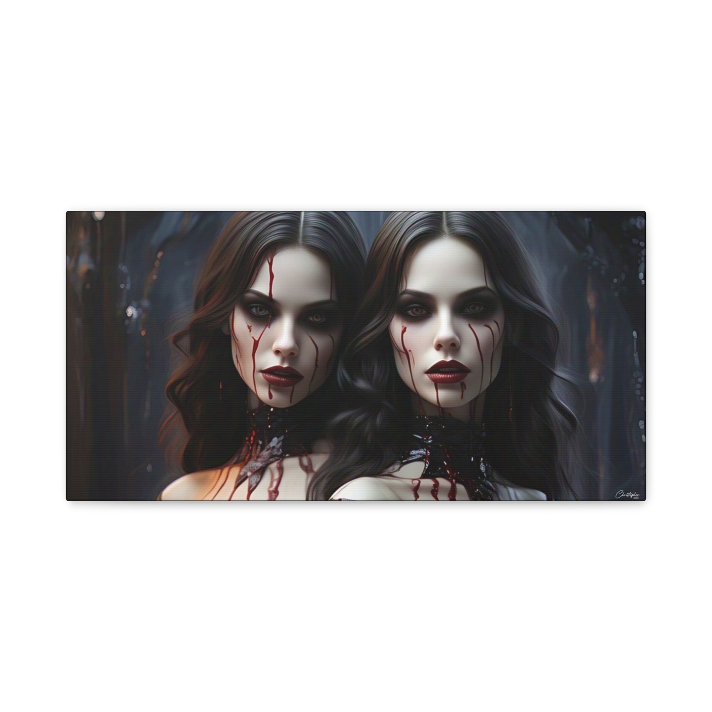 Gothic Vampire Canvas Art, Wall Decor, Horror Artwork, Halloween Home Decor, Spooky Room Accent, Unique Gift Idea