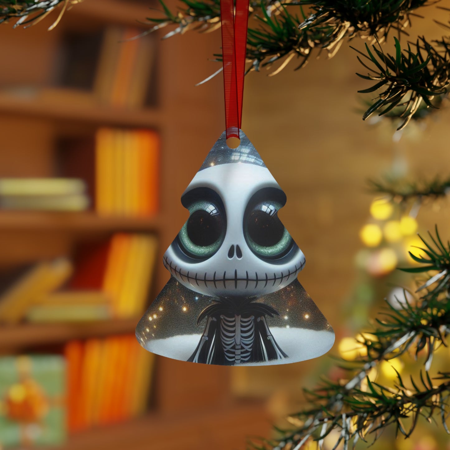 Cute Skeleton Bell Metal Ornament — Spooky Holiday Decoration
