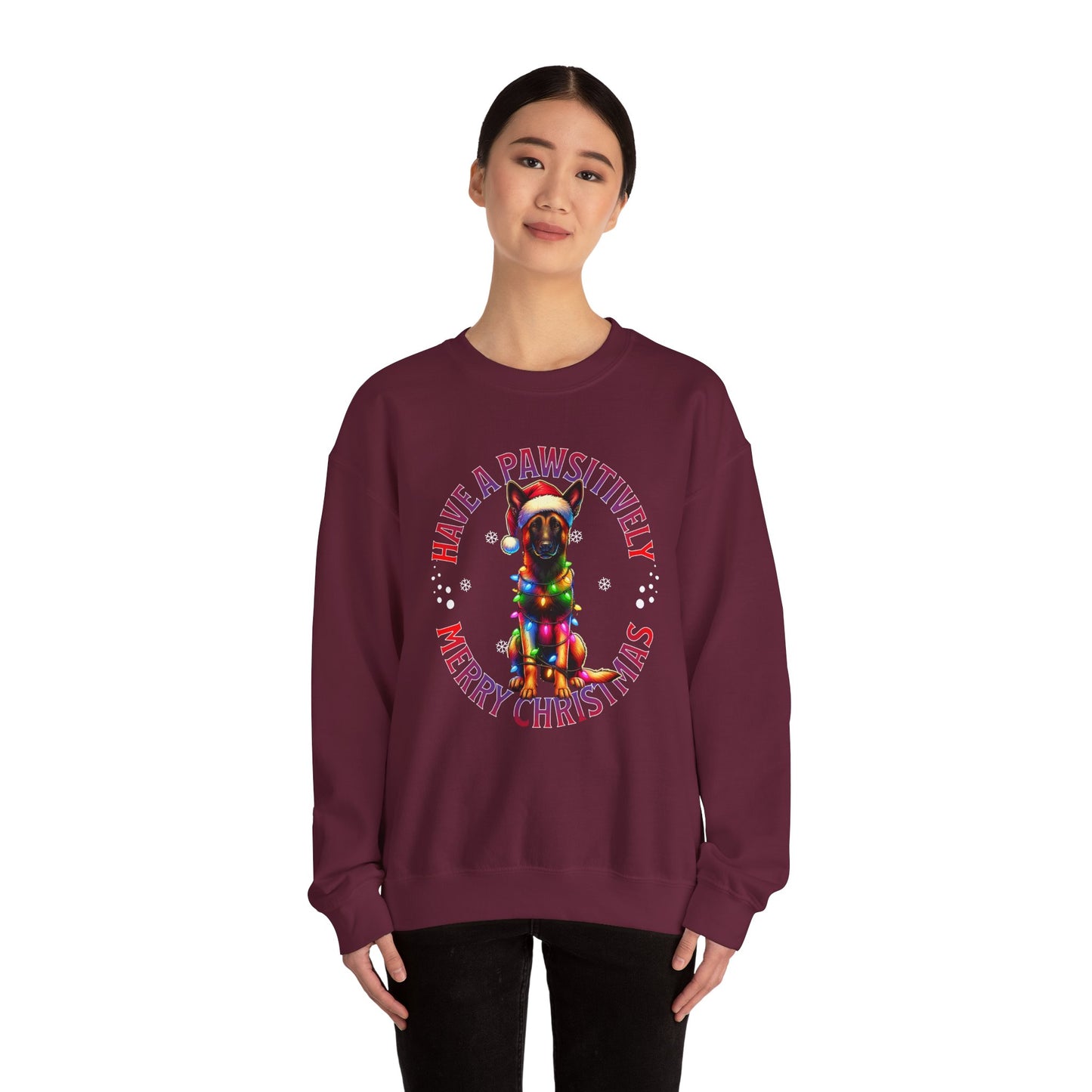 Christmas Dachshund Sweatshirt - "Have a Pawsitively Merry Christmas" Cute Holiday Dog Crewneck