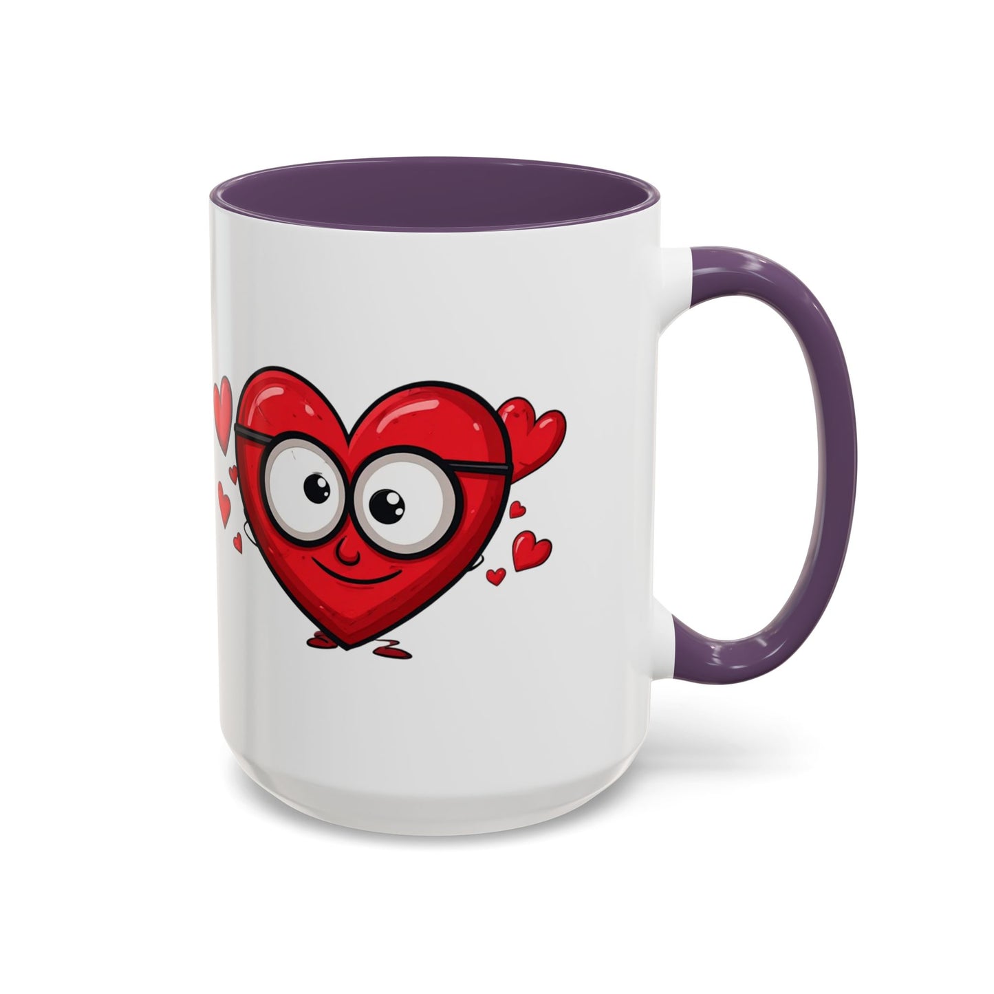 Cute Cartoon Heart Coffee Mug — Valentine Love Accent Mug (11/15oz)