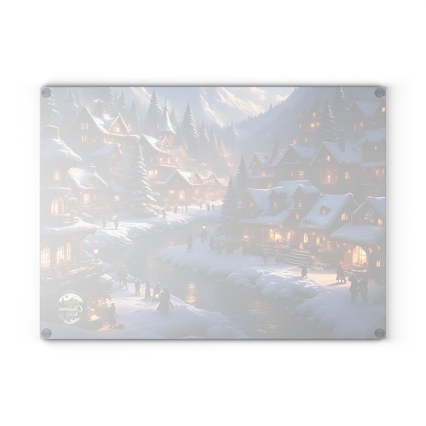 Winter Wonderland Glass Cutting Board | Holiday Kitchen Decor, Christmas Gift, Hostess Present, Unique Serving Surface, Cooking Accessories