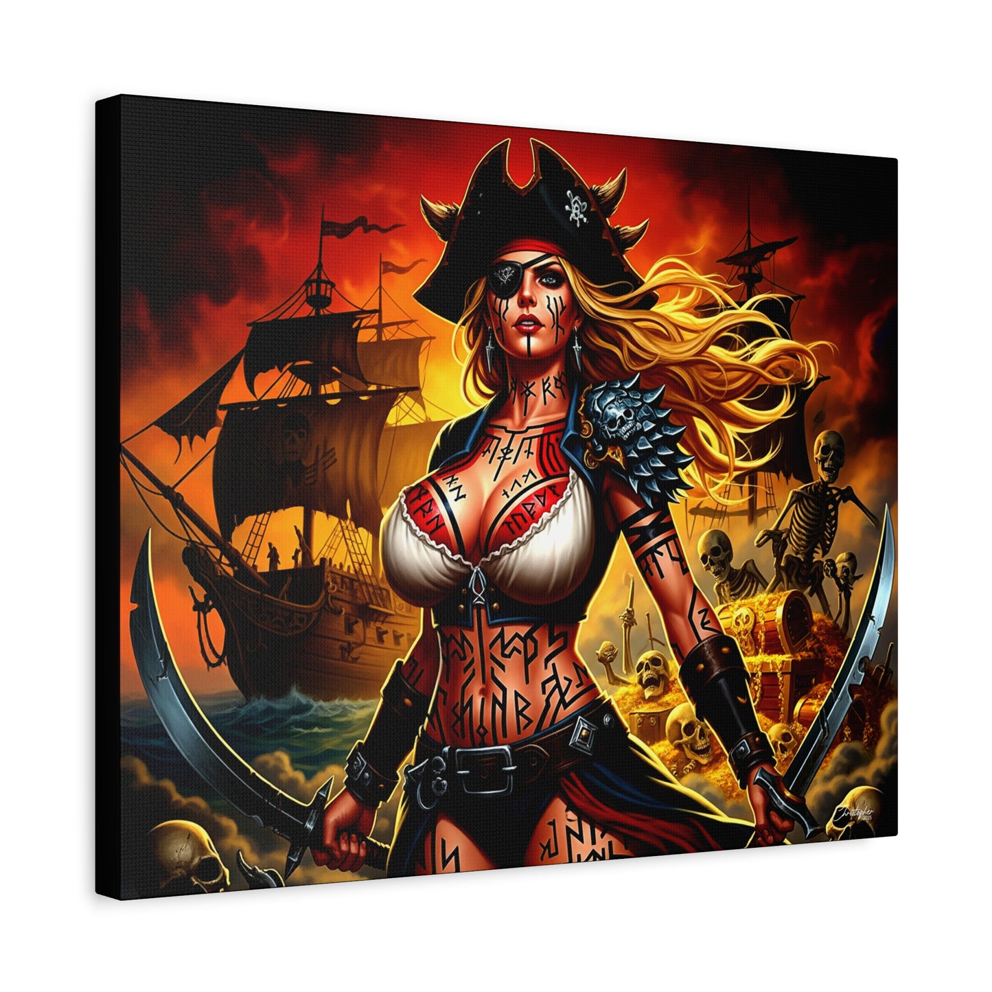 Bold Pirate Canvas Print, Nautical Wall Art, Gothic Home Decor, Pirate Lover Gift, Spooky Halloween Decoration, Adventure Wall Hanging