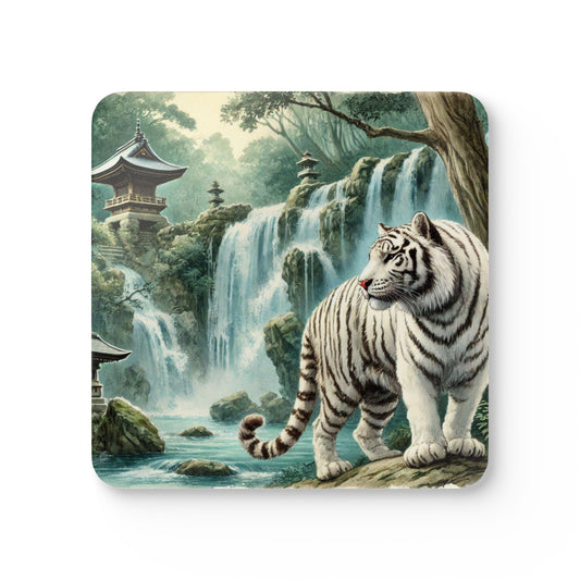 Wildlife Corkwood Coaster Set - Elegant Tiger Design