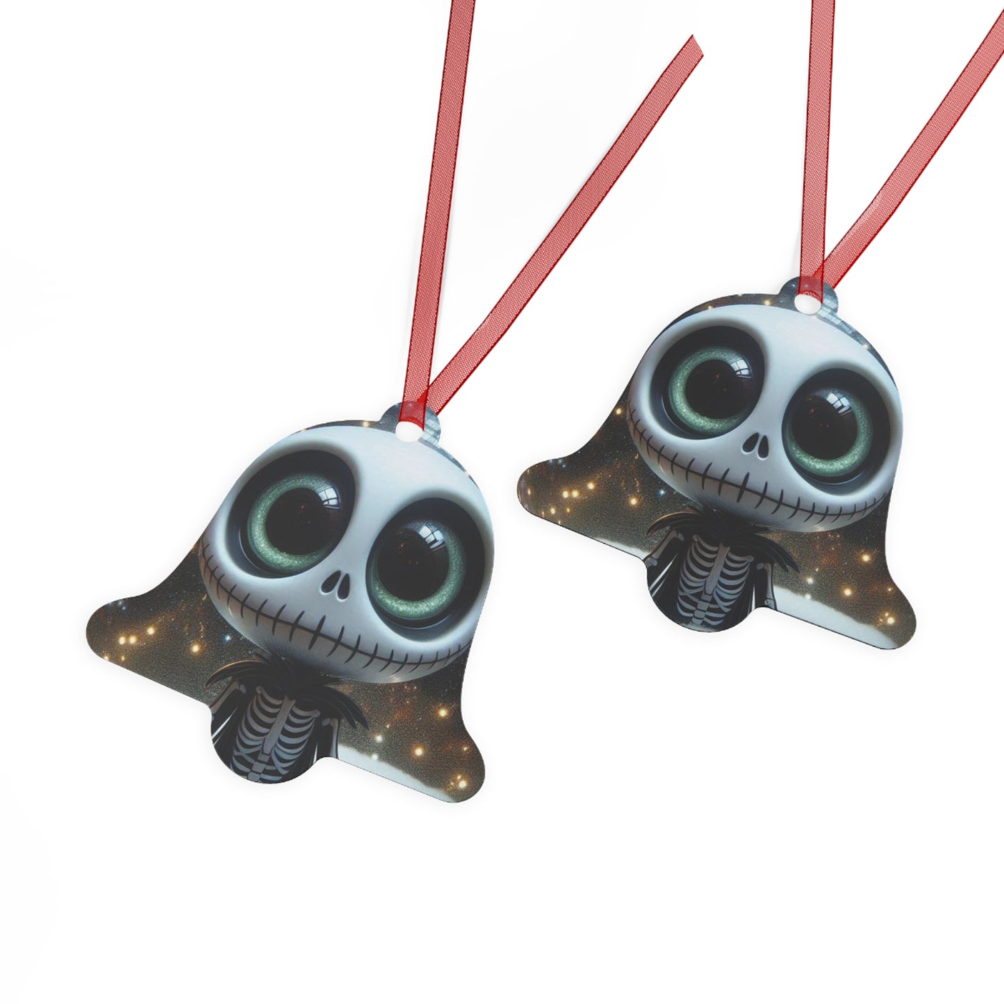 Cute Skeleton Bell Metal Ornament — Spooky Holiday Decoration