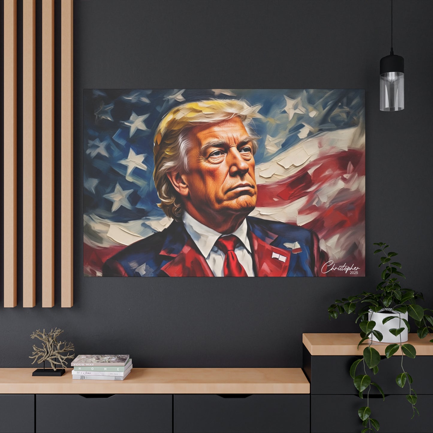 Patriotic Canvas Art, Stretched Wall Decor, Home Office, Gifts for Republicans, Political Enthusiasts, Americana Artwork