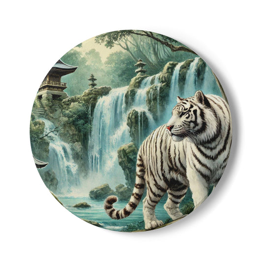Nature-Inspired Ceramic Coaster Set, Wildlife Drink Coasters, Forest Home Decor, Tiger Artwork, Gift for Animal Lovers
