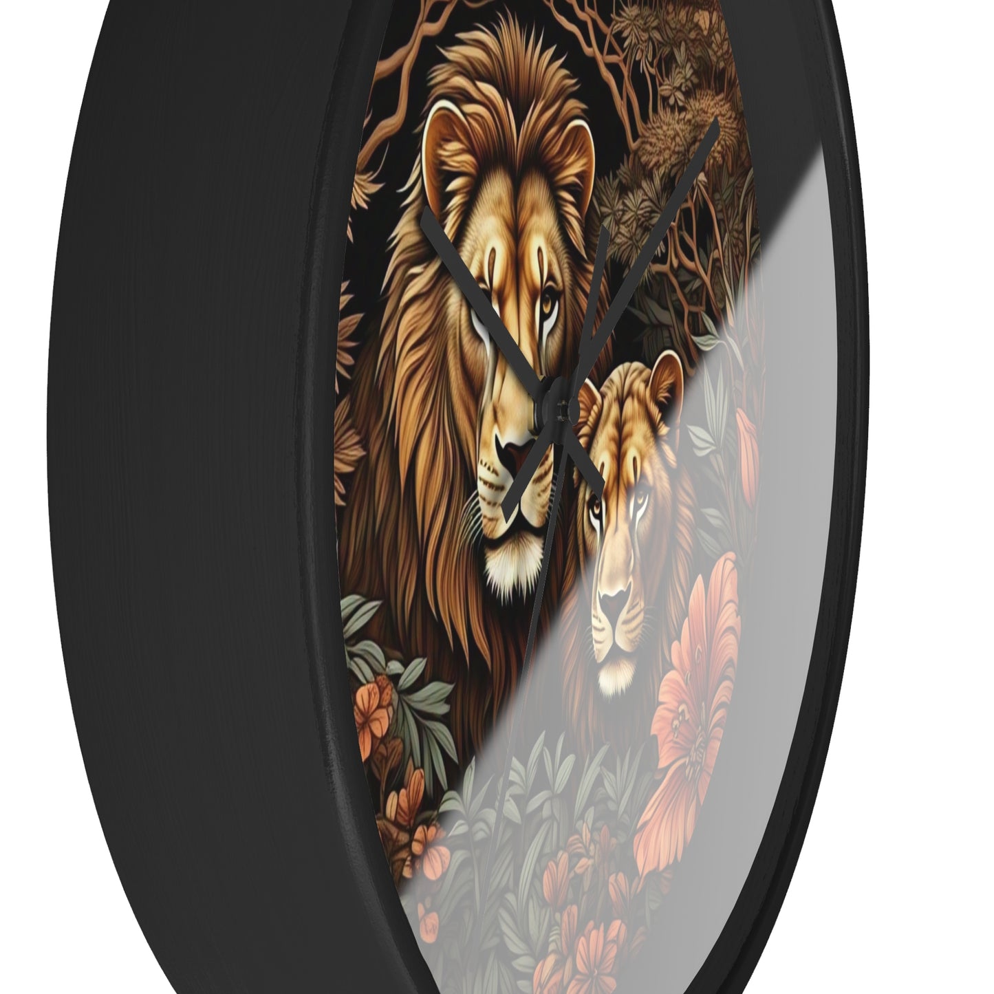 Lion Couple Wall Clock - Roaring Wildlife Decor for Animal Lovers, Modern Home, Unique Gift, Nature Vibes