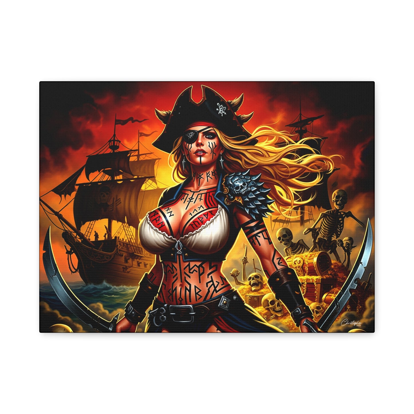 Bold Pirate Canvas Print, Nautical Wall Art, Gothic Home Decor, Pirate Lover Gift, Spooky Halloween Decoration, Adventure Wall Hanging