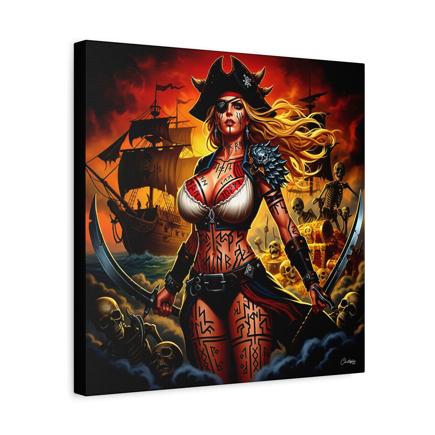 Bold Pirate Canvas Print, Nautical Wall Art, Gothic Home Decor, Pirate Lover Gift, Spooky Halloween Decoration, Adventure Wall Hanging