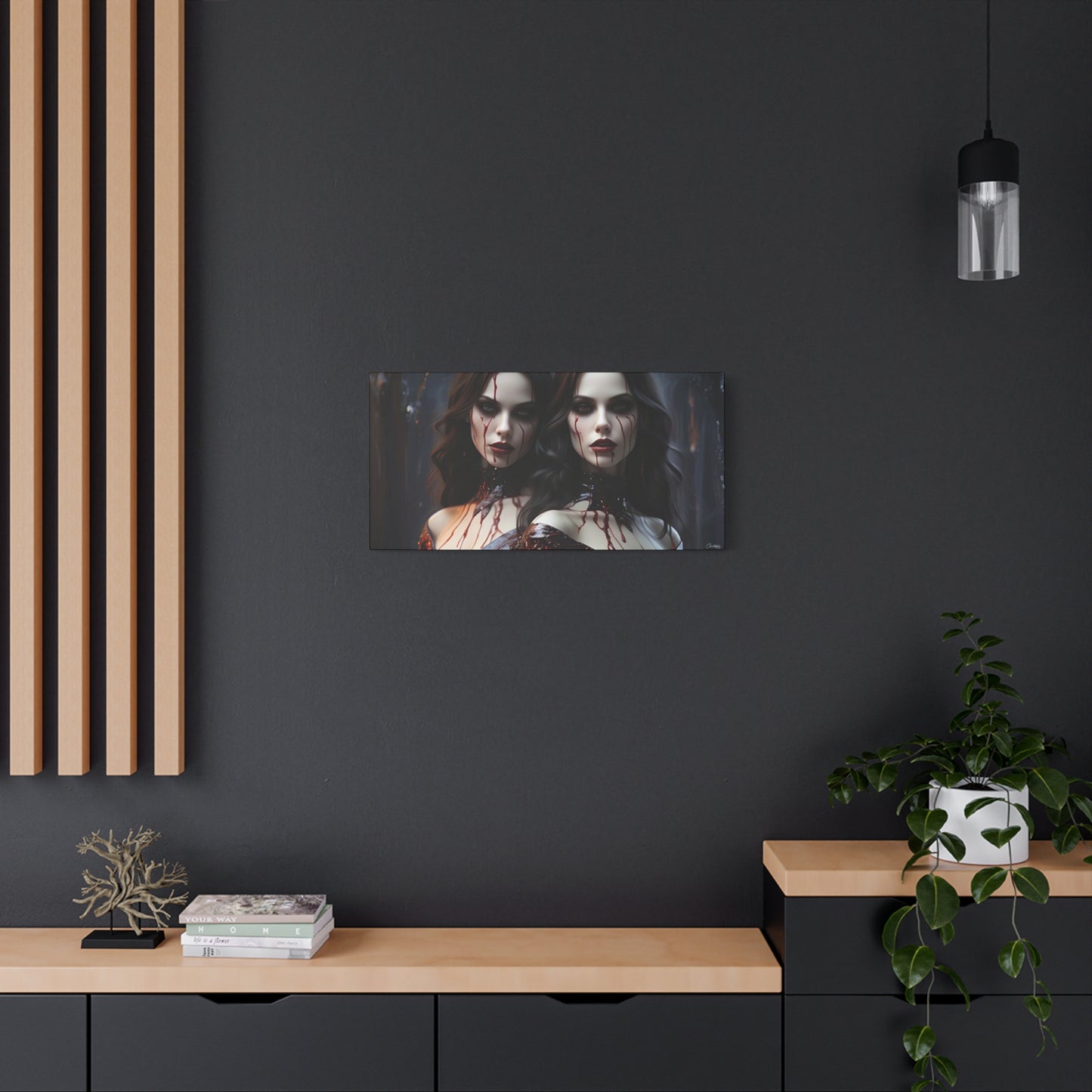 Gothic Vampire Canvas Art, Wall Decor, Horror Artwork, Halloween Home Decor, Spooky Room Accent, Unique Gift Idea